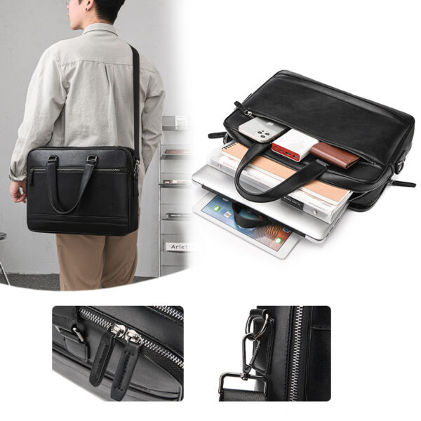 Genuine Leather Business Laptop Bag - Professional Briefcase & Messenger Bag
