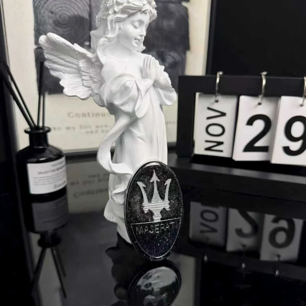 luxury handcrafted custom maserati emblem trident art series bespoke diy car badge