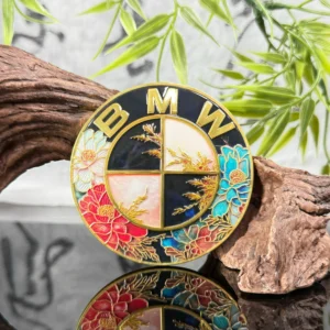 bmw peony blossom series handcrafted cloisonné enamel bmw emblem artistic custom badge