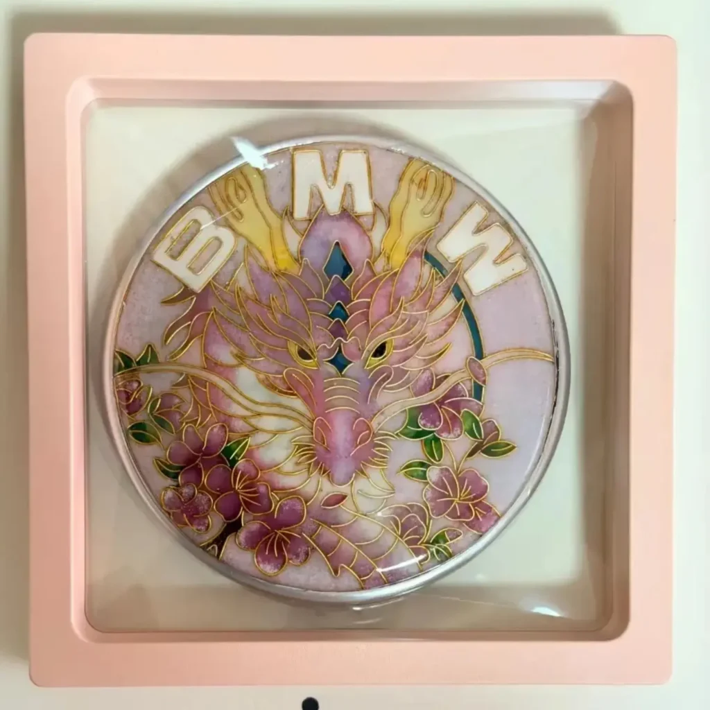 dragon & sakura series handcrafted enamel starry bmw emblem exclusive custom art badge